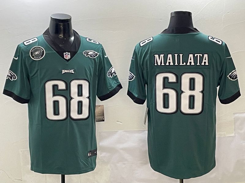 Men Philadelphia Eagles #68 Mailata Green Second generations 2025 Nike Vapor Limited NFL Jersey style 6->los angeles dodgers->MLB Jersey